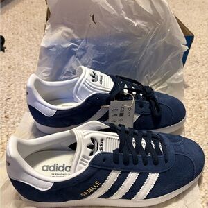 Adidas Gazelle Navy and White Sneakers